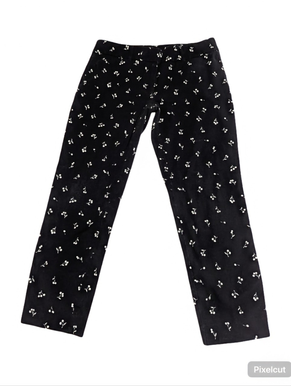 New York & Co. Stretch Black Cherry Print Straight Leg Ankle Pants Size: 8
